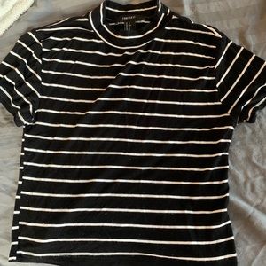 Forever 21 black and white striped mock neck xs